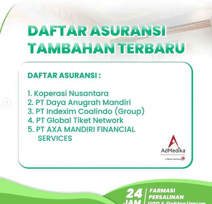 Daftar asuransi tambahan terbaru Klinik Arda